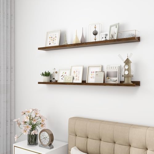 Acovy Picture Ledge Shelf, Wood, 48 inch, Set of 2, Walnut