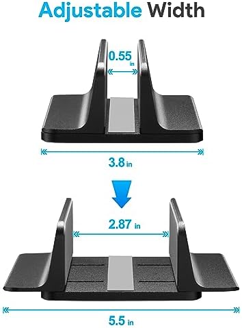 JARLINK Vertical Laptop Stand, Adjustable Aluminum Desktop Holder, Black (Pack of 2)