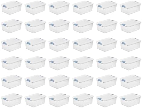 Sterilite Latching Box with Lids for Home and Office, 15 Quart, 36-Pack