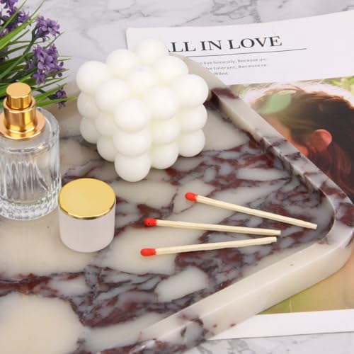 Marble Bathroom Vanity Decorative Tray, Calacatta Viola, 12 * 8 * 0.8