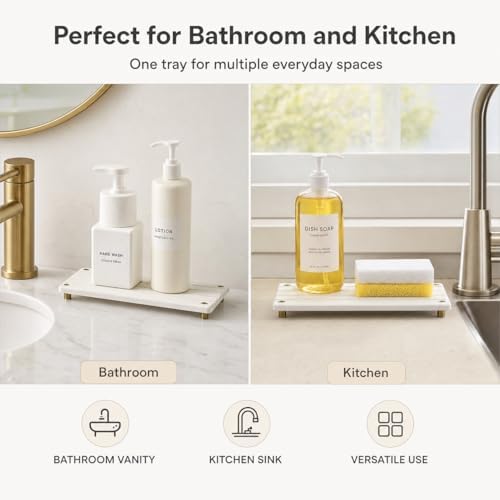 Razborci Instant Dry Sink Caddy Kitchen Sink Organizer, Quick Drying Stone Tray Diatomite Sponge Holder Soap Dish, Bathr
