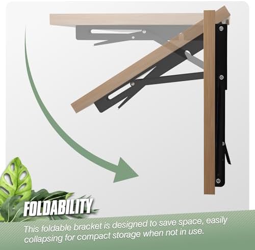 Folding Shelf Brackets - 4 Pcs 12 Inch,Heavy Duty, Black