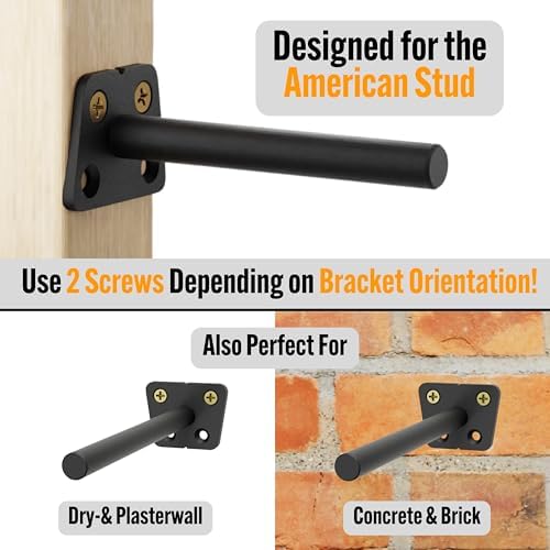 EVALD 6 Inch Floating Shelf Brackets, Hidden Shelf Brackets for Floating Shelves, Heavy Duty Shelf Bracket with Screws &