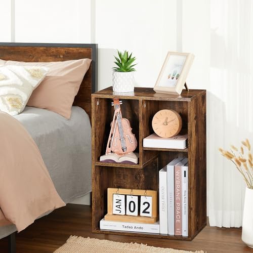 VECELO Small Brown Bookshelf, 21.3" H Freestanding Open Cubby Storage Cabinet,Storage Organizer with Uneven Compartments