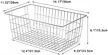 SANNO Freezer Baskets for Storage Pantry Large Metal Wire Food Storage Organizer Bin Basket with Handles - for Kitchen C