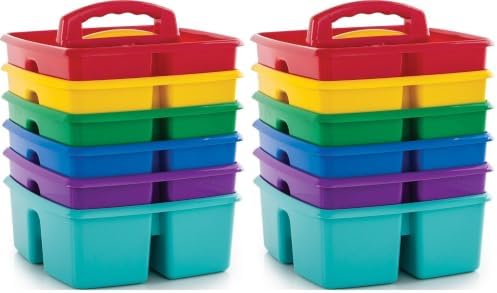 Storex Classroom Caddy, 9.25 x 9.25 x 5.25 Inches, Assorted Colors, Color Assortment Will Vary, Case of 6 (00940U06C), Small Caddy (Pack of 2)