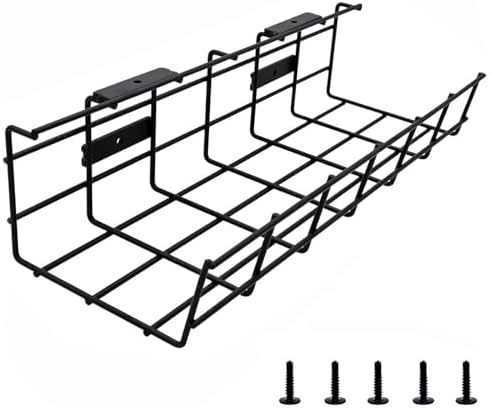 Under Desk Cable Management- 1 Pack Cord Organizer. Metal Wire Cable Management Tray for Office, Studio and Home. Super 