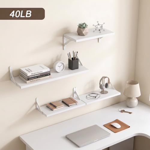 YGEOMER 4 Different Sizes Floating Shelves for Wall Home Decor, White