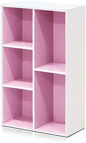 Furinno LUDER Book Shelf, 5-Cube Bookshelf, Reversible Bookcase, 9.4 x 19.5 x 31.5, Easy Assembly, for Living Room, Bedr