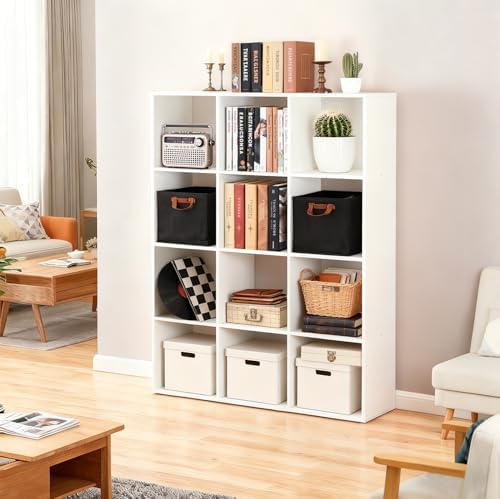 JupiterForce 12-Cube Storage Organizer, Bookcase, Cubical Storage Shelf, Cabinets Organizer, Unit Bookshelf with Back Pa