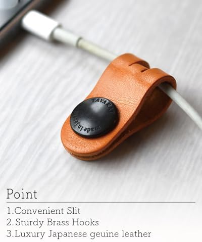 TAVARAT Cord Organizer, Cable Organizer, Charger Organizer, High quality made in Japan, Genuine Leather, Cable Straps, C