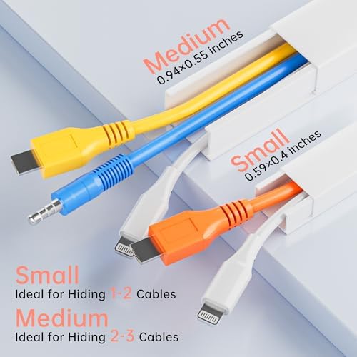 Yecaye 283in Cord Hider, PVC Wire Covers for Cord on Wall, W0.94in H0.55in
