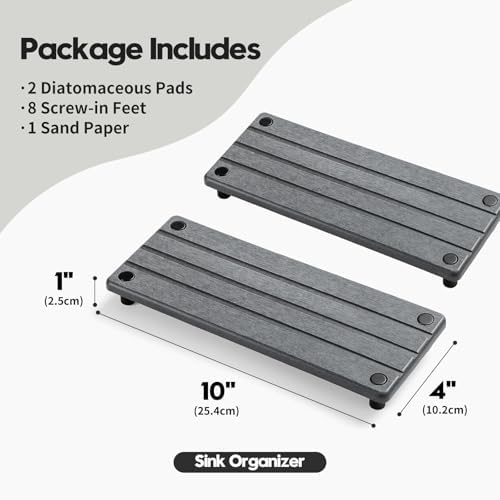 Razborci 2 Pack Fast Drying Water Absorbing Diatomite Stone Mat Tray for Kitchen & Bathroom Counter - Instant Dry Sink C