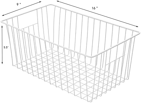 Freezer Baskets Organizer, Refrigerator Metal Wire Storage Divider, Household Container Bins with Handles for Kitchen, P
