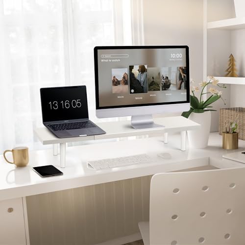Across-Star Dual-Monitor-Stand-Riser-For-Desk Adjustable Length 32-40 Inch，Large Desktop Computer Monitor Riser For 2 Sc