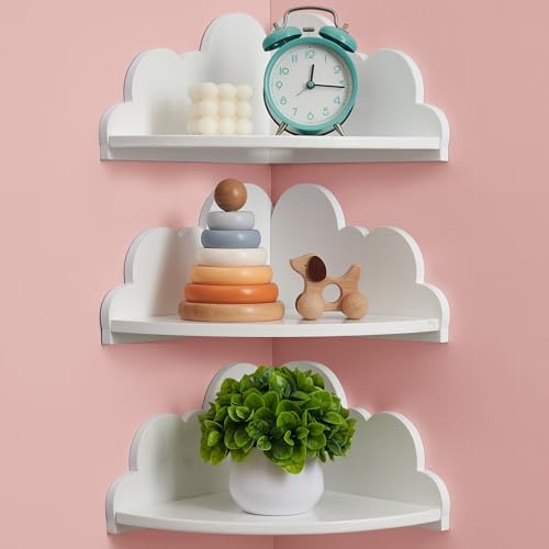 Cloud Corner Floating Shelves Set 3 Wall Mounted for Kid's Room