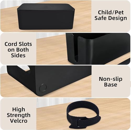 YaeCCC Cable Management Organizer Box Power Strips Hider Power Cords Hider for Desk, TV, Computer, USB Hub,Cords (Set of