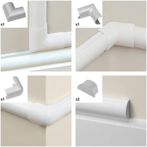 D-Line Large Cable Raceway Accessory Pack, Join 2in x 1in Cord Cover Lengths, 5 Accessories Included, Hide Cords Around 