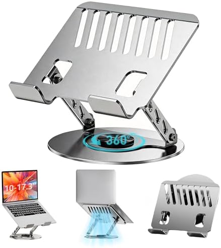 Laptop Stand for Desk - All-Metal Ergonomic Computer Stand & Laptop Riser, 360° Rotatable & Adjustable & Foldable, Lapto