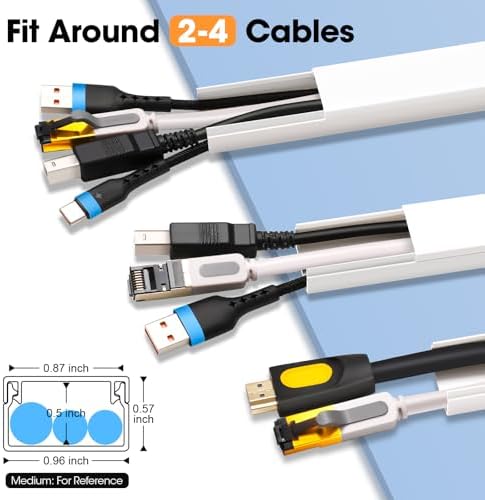 630in Cord Hider Kit, Paintable Cable Raceway, Cord Covers for Wires on Wall, Cord Hider for Wall Mount tv, tv Cable Hid