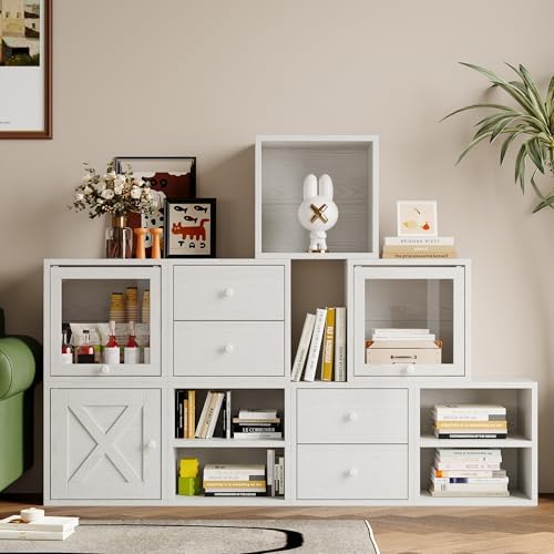 FUSUNBAO Magic DIY Cube Storage Organizer Stackable Cubes for Home Books Clothes Toy-Modular Cubby Storage System-Office