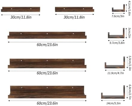 Giftgarden 24 Inch Wall Mounted Floating Shelves Set of 5, Rustic Wood Wall Shelves for Bathroom, Bedroom, Kitchen, Livi