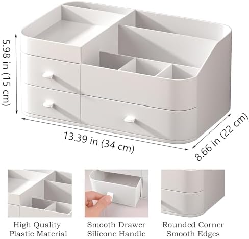 Makeup Organizer with 3 Drawers, Bathroom Counter Organizer.