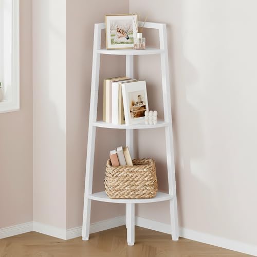 Hoctieon Corner Shelf, 3-Tier 40" Tall Corner Bookshelf, Rustic Ladder Shelf, Industrial Display Stand for Living Room, 