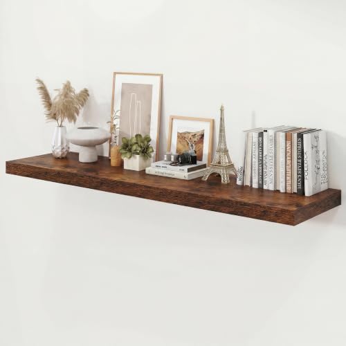 48" Rustic Brown Floating Shelves 12inch Deep Wall Shelf, Set of 1