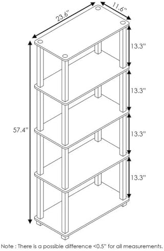 Furinno Turn-N-Tube 5-Tier Multipurpose Shelf / Display Rack / Storage Shelf / Bookshelf, Square Tubes, Pink/White