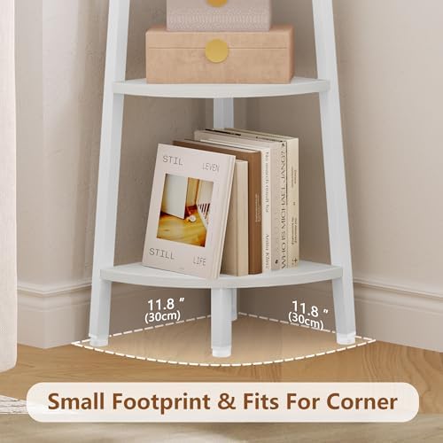 Hoctieon Corner Shelf, 6-Tier Corner Bookshelf, Rustic Ladder Shelf, Industrial Display Stand for Living Room, Kitchen, 