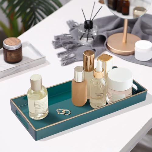 MAONAME Green Bathroom Vanity Tray, Rectange Toilet Tank Trays with Handles