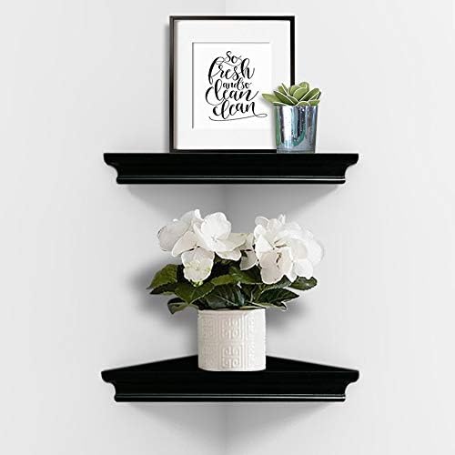 AHDECOR Black Floating Corner Shelves, Elegant Wall-Mounted Corner Shelf for Decorative Display and Storage in Any Room,