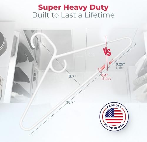 Heavy Duty Clothes Hangers 100+ Pack (324 Count) – Made in the USA – 8lb Capacity Plastic Hangers for Adult Clothing – Durable for Pants, Coats, Jackets, or Jeans – Mint