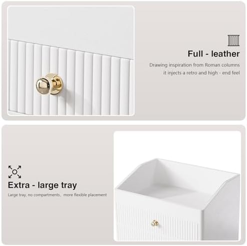 LADSTAG Vanity Organizers,Luxury Skincare Organizer with 3 Tier Drawers,Beige White Large Capacity Cosmetic Organizer Co