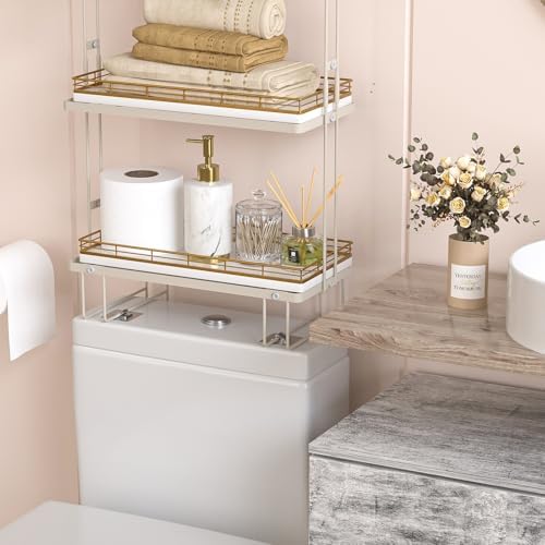 Bathroom Toilet Tank Tray, 13" Wood Toilet Paper Storage Basket Tray Back of Toilet Basket Organizer,Vanity Tray for Per