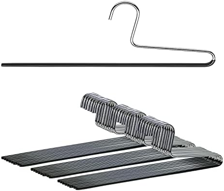 Mawa by Reston Lloyd Non-Slip Space Saving Clothes Hanger with Single Rod for Pants, Style KH/1, Set of 30, Black
