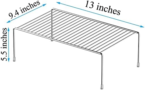 Kitchen Cabinet Shelf Organizer Set of 6, Medium (13 x 9.4 inch) Metal Wire Pantry Storage Shelves, Dish Plate Racks for