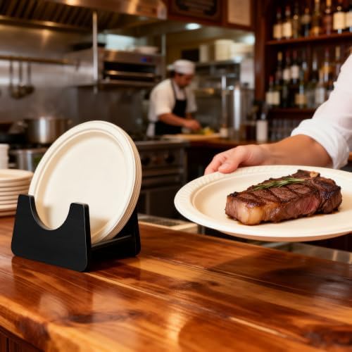 Paper Plate Dispenser Black Wood for 7-10 inch Disposable Plate,2PCS