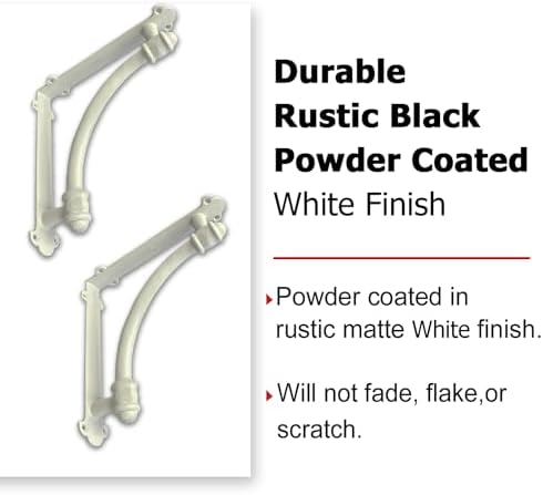NACH Decorative Shelf Brackets, 2 Pack of 9.6 x 1.7 x 9.6 inch White Cast Iron Shelf Brackets - Decorative Brackets Whit