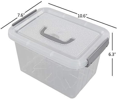Jekiyo Clear Plastic Storage Bin, 6 Quart Latching Box with Lid, 4 Packs