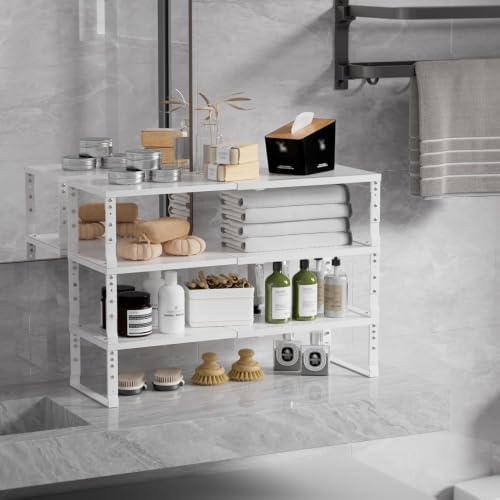 Expandable Spice Rack & Kitchen Cabinet Organizer - Stackable, Adjustable Shelves for Cabinets, Countertops, Cupboards &