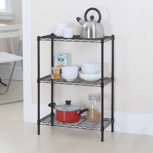 Storage Shelves Metal Wire Shelving Unit NSF Heavy Duty 3-Tier Height Adjustable Utility Steel Garage Shelving with Leve