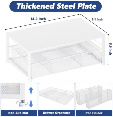 OPNICE Desk Organizer and Accessories, 2-Tier Computer Monitor Stand Riser with Drawer and 2 Pen Holders, Laptop Stand, 