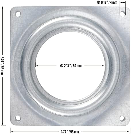 25 Pack 4 Inch Lazy Susan Hardware Kit, Zinc-Plated Swivel Plate, Square Rotating Bearing Turntable for Serving Trays, K