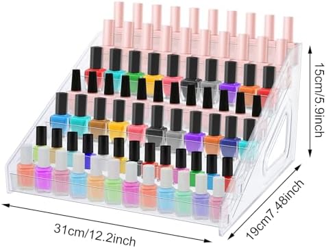 Lemecima 2 Pack Nail Polish Organizer 84 Bottles of 7 Layers Sunglass Organizer Acrylic Display Rack Eyeglasses Storage 