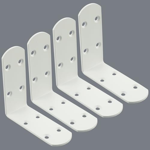 Alise White 4 Pcs L Brackets, Small Corner Brackets for Wood Furniture