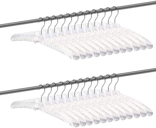 Jetec 24 Pack Satin Padded Hangers for Women Clothing 15",White