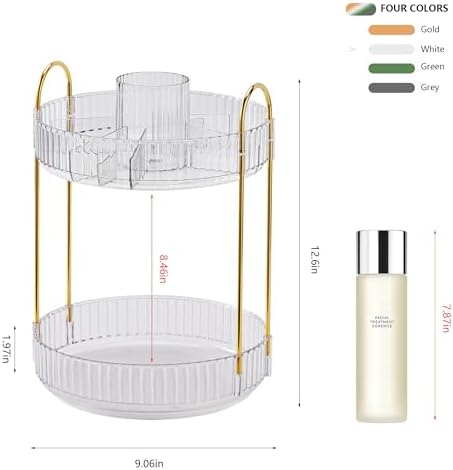 YCIA&DONE Rotating Makeup Organizer for Vanity, Large Capacity Make Up Storage Skin care Shelf Perfume Holders Cosmetic 