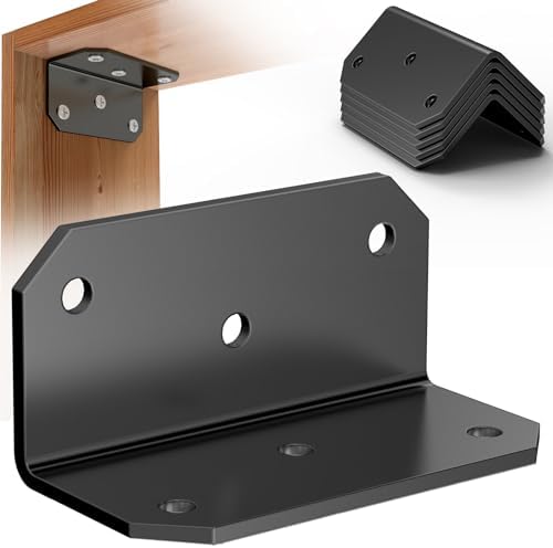 Yuleimy L Brackets for Wood, 2x4 Inch Galvanized Corner Braces, 4 PCS